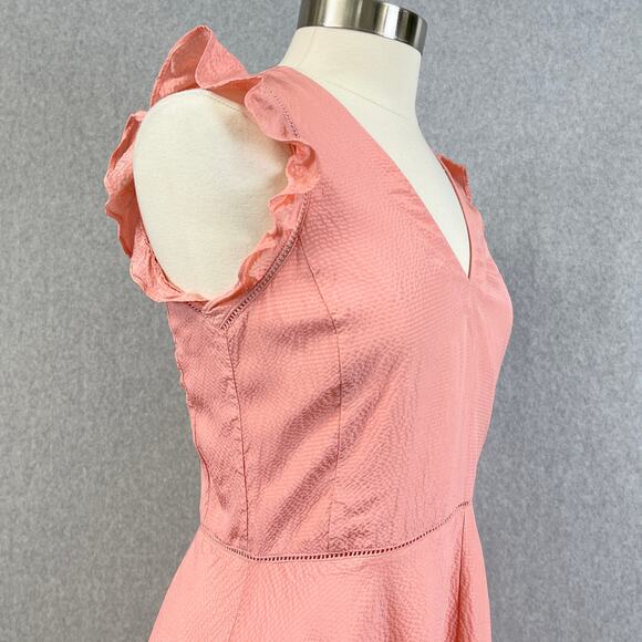 Rebecca Taylor Silk Ruffle Dress Women 6 Flutter Feminine Fairycore Cottage Boho - Picture 4 of 11